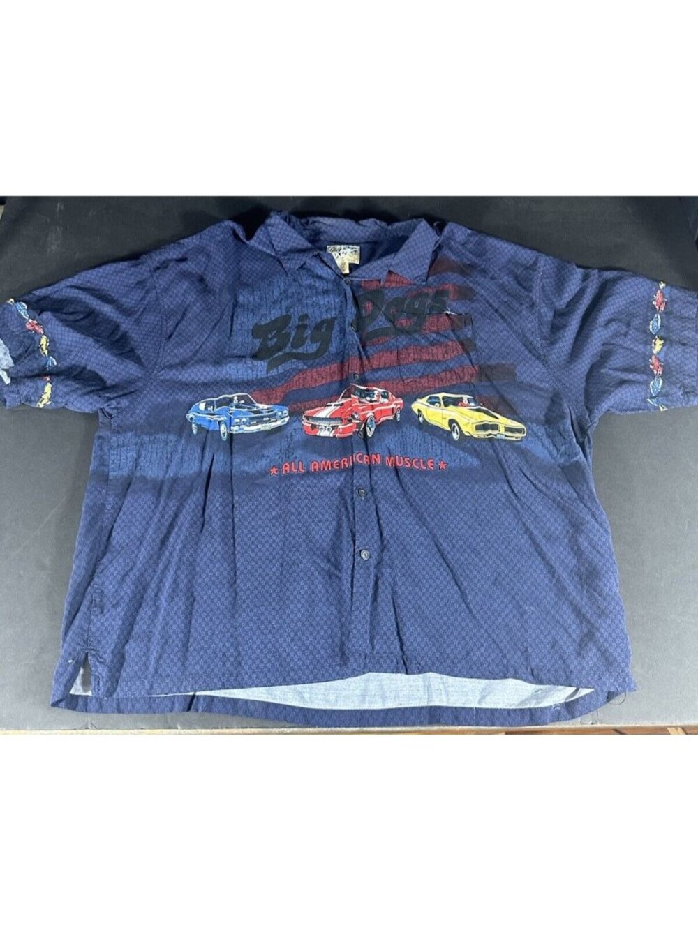 Big Dogs Hawaiian Shirt Size 5XL Classic Car All American Muscle Button Down